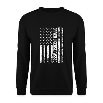 Permis de conduire American Flag Réussi Examen de conduite - Sweat-shirt Unisexe - noir - Devant - Alina (178cm) & Michal (187cm)