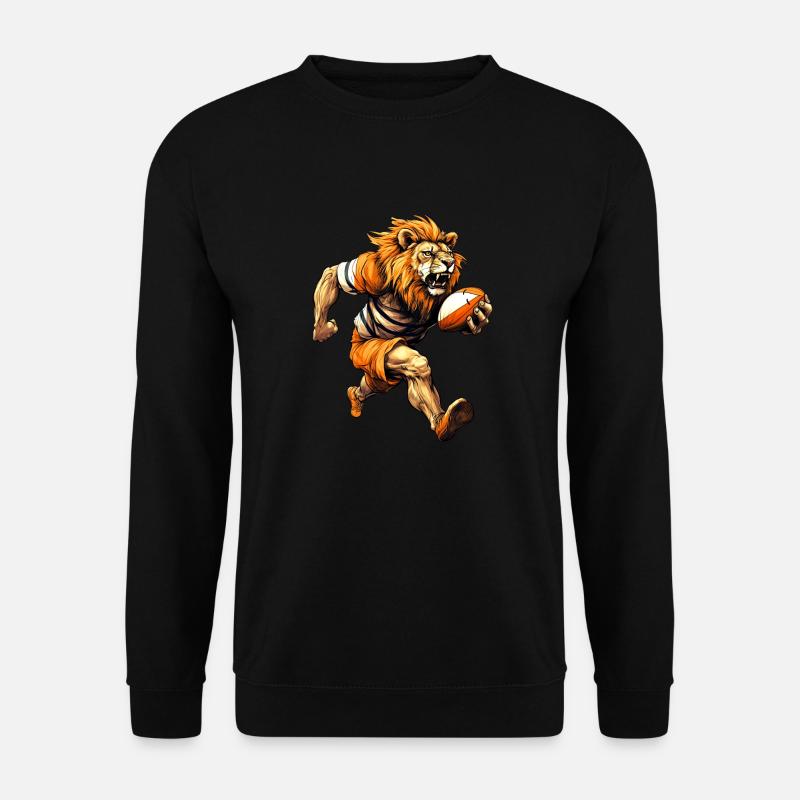 Löwe Rugbyspieler - Unisex Pullover - Schwarz