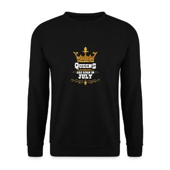 Pailletten Queens are born in July Juli Geburtstag - Unisex Pullover - Schwarz - Vorne - Alina (178cm) & Michal (187cm)
