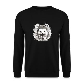 Süßer Vintage Igel - Unisex Pullover - Schwarz - Vorne - Alina (178cm) & Michal (187cm)