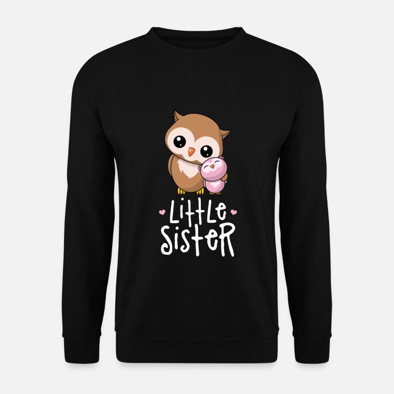 Little Sister - Kleine Schwester Geschwister Eulen - Unisex Pullover - Schwarz