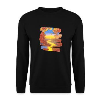 Fluss Wolken bunt - Unisex Pullover - Schwarz - Vorne - Alina (178cm) & Michal (187cm)