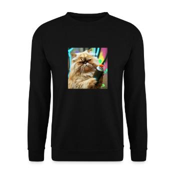 Persian cat Negan as a sprayer - Unisex Sweatshirt - black - Front - Alina (178cm) & Michal (187cm)