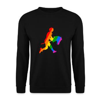 Colourful adventure of stick horse riding - Unisex Sweatshirt - black - Front - Alina (178cm) & Michal (187cm)