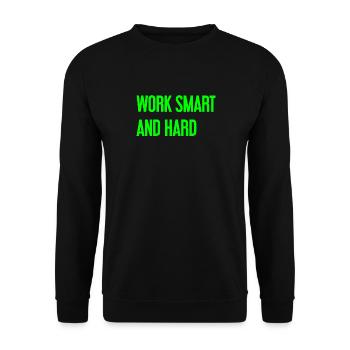 Work Smart and Hard – Erfolgs-Motto für Macher - Unisex Pullover - Schwarz - Vorne - Alina (178cm) & Michal (187cm)