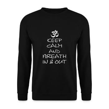 Yogadesign, Geschenk für Yogis, Yoga, Om, Namaste - Unisex Pullover - Schwarz - Vorne - Alina (178cm) & Michal (187cm)