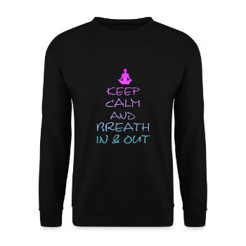 Yoga, Breath in and out, Namaste, Om - Unisex Pullover - Schwarz - Vorne - Alina (178cm) & Michal (187cm)