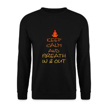 Yoga, Namaste, Breath in, Breath out - Unisex Pullover - Schwarz - Vorne - Alina (178cm) & Michal (187cm)