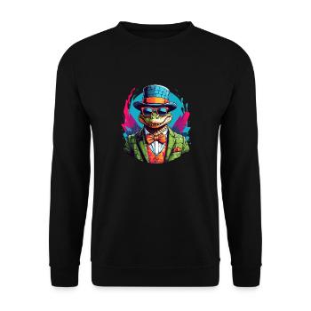 Crocodile alligator coloré avec lunettes de soleil et chapeau - Sweat-shirt Unisexe - noir - Devant - Alina (178cm) & Michal (187cm)