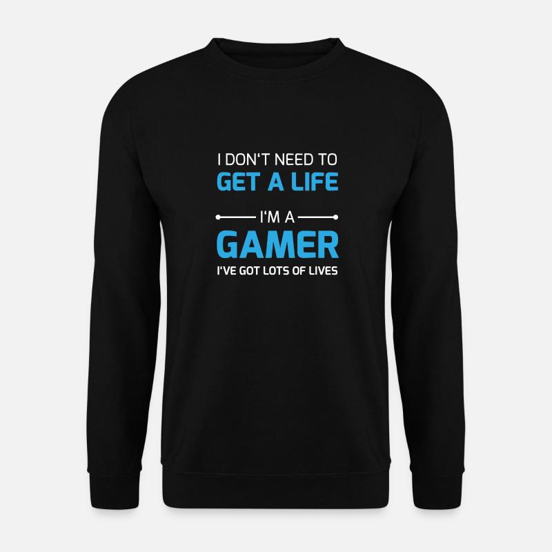 Gamer Life / Respawn Leben Nerd Geek Zocker Over - Unisex Pullover - Schwarz