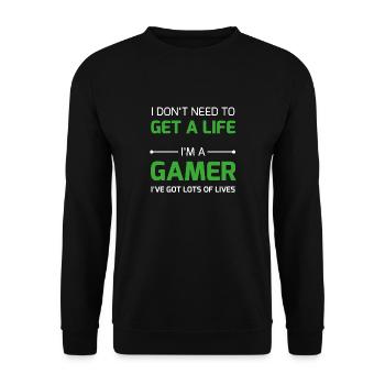 Gamer Vie / Respawn vie geek gamer ballot Plus - Sweat-shirt Unisexe - noir - Devant - Alina (178cm) & Michal (187cm)