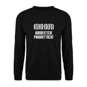 Oha Norddeutsche Panikattacke Humor Spruch Lustig - Unisex Pullover - Schwarz - Vorne - Alina (178cm) & Michal (187cm)
