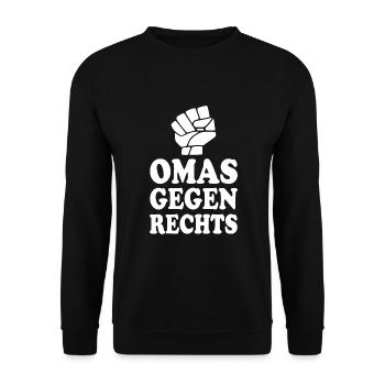 Omas gegen rechts - Unisex Pullover - Schwarz - Vorne - Alina (178cm) & Michal (187cm)