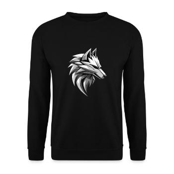 Wolf I Low Poly Art Logo Design - Unisex Pullover - Schwarz - Vorne - Alina (178cm) & Michal (187cm)