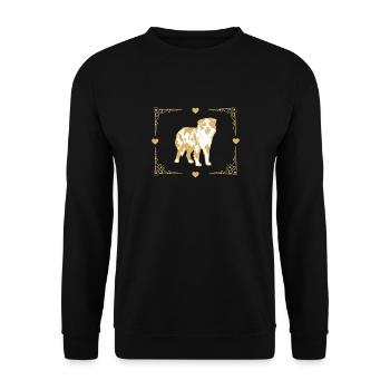 australian shepherd Tshirt Geschenk Heartbeat - Unisex Pullover - Schwarz - Vorne - Alina (178cm) & Michal (187cm)