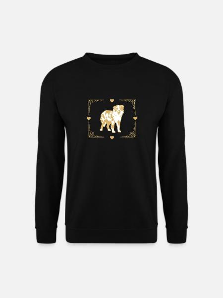australian shepherd Tshirt Geschenk Heartbeat - Unisex Pullover - Schwarz