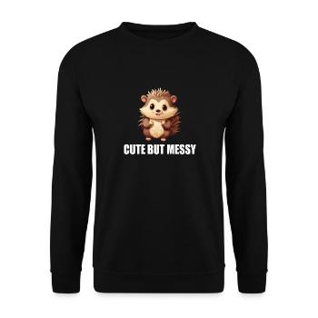 Hedgehog Cute But Messy - Unisex Sweatshirt - black - Front - Alina (178cm) & Michal (187cm)