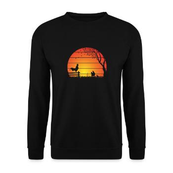 Chickens Sunset - Unisex Sweatshirt - black - Front - Alina (178cm) & Michal (187cm)