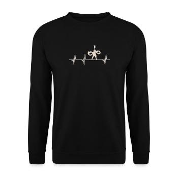 Poi-Herzschlag für Poi-Wender - Unisex Pullover - Schwarz - Vorne - Alina (178cm) & Michal (187cm)
