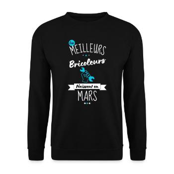 Les meilleurs bricoleurs naissent en Mars - Sweat-shirt Unisexe - noir - Devant - Alina (178cm) & Michal (187cm)