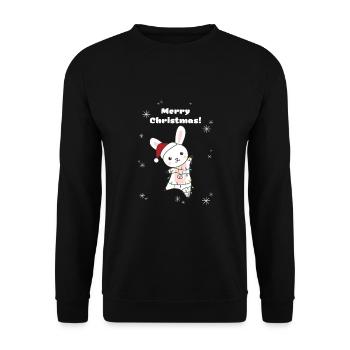 Hase fröhliche Weihnachten Winter Tiere Hasen - Unisex Pullover - Schwarz - Vorne - Alina (178cm) & Michal (187cm)
