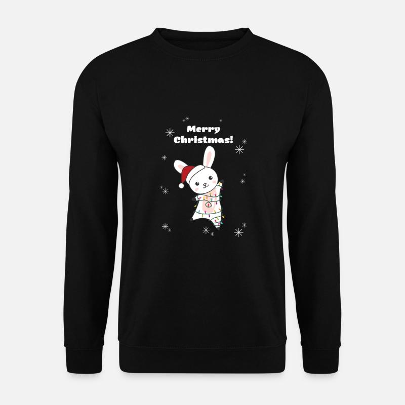 Hase fröhliche Weihnachten Winter Tiere Hasen - Unisex Pullover - Schwarz