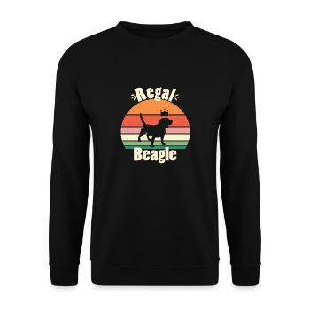 Regal Beagle with Retro Sunset - Unisex Sweatshirt - black - Front - Alina (178cm) & Michal (187cm)