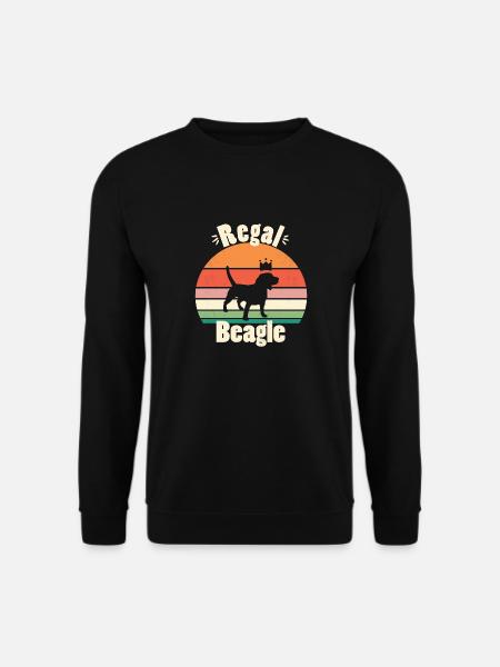 Regal Beagle mit Retro Sonnenuntergang - Unisex Pullover - Schwarz