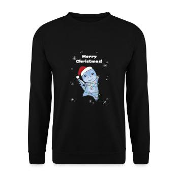 Dino Weihnachten Winter Tiere Dinos - Unisex Pullover - Schwarz - Vorne - Alina (178cm) & Michal (187cm)