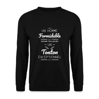 Un homme formidable donne un tonton exceptionnel - Sweat-shirt Unisexe - noir - Devant - Alina (178cm) & Michal (187cm)