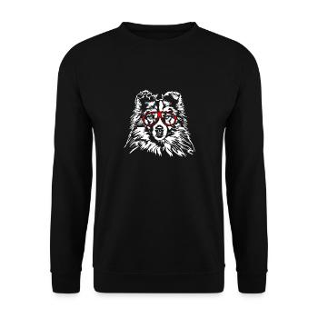 SHETLAND SHEEPDOG Sheltie Lunettes Chiens Wilsigns - Sweat-shirt Unisexe - noir - Devant - Alina (178cm) & Michal (187cm)