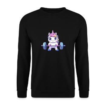 Soulevé de terre licorne - Sweat-shirt Unisexe - noir - Devant - Alina (178cm) & Michal (187cm)