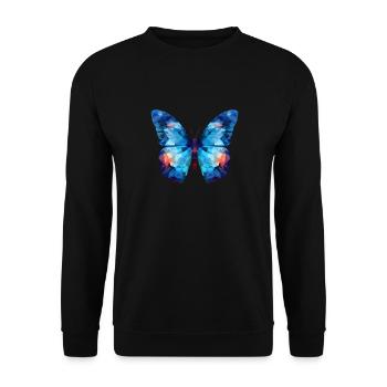 Blauer Morpho-Schmetterling - Unisex Pullover - Schwarz - Vorne - Alina (178cm) & Michal (187cm)
