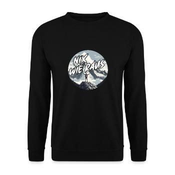 Nix wie raus - perfekt für Outdoor Fans, Wanderer - Unisex Pullover - Schwarz - Vorne - Alina (178cm) & Michal (187cm)