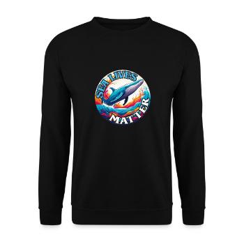 Schützt das Leben im Meer Blauwal im Farbkreis - Unisex Pullover - Schwarz - Vorne - Alina (178cm) & Michal (187cm)