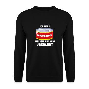 I Survived The Surströmming Challenge Gammelfisch - Unisex Pullover - Schwarz - Vorne - Alina (178cm) & Michal (187cm)