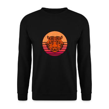 Klassischer Tiger - Unisex Pullover - Schwarz - Vorne - Alina (178cm) & Michal (187cm)