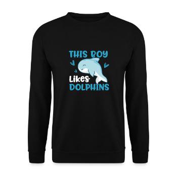 Boy Likes Dolphins Ocean Wildlife Sea Animal - Unisex Sweatshirt - black - Front - Alina (178cm) & Michal (187cm)