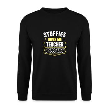 Stuffies Gives Me Teacher Powers Funny Professor - Unisex Sweatshirt - black - Front - Alina (178cm) & Michal (187cm)