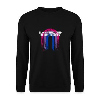Friendzoned by Both Genders Bisexual Single Bi - Unisex Sweatshirt - black - Front - Alina (178cm) & Michal (187cm)