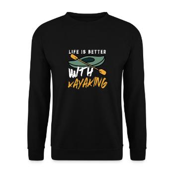 Life With Kayaking Ironic Kayak Quote Outdoor - Unisex Sweatshirt - black - Front - Alina (178cm) & Michal (187cm)