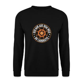 Landratte Geschenk Seemann Schiff - Unisex Pullover - Schwarz - Vorne - Alina (178cm) & Michal (187cm)