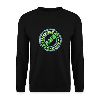 Geschenk für Janek - Unisex Pullover - Schwarz - Vorne - Alina (178cm) & Michal (187cm)