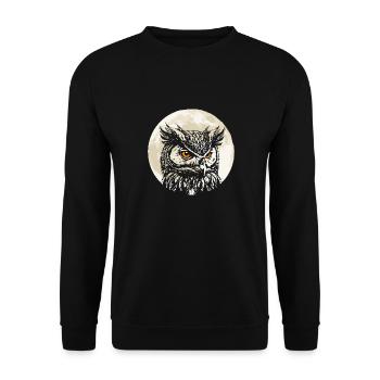 Owl Forest Night Wildlife Birds Nature - Unisex Sweatshirt - black - Front - Alina (178cm) & Michal (187cm)