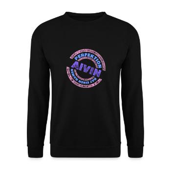 Geschenk für Alvin - Unisex Pullover - Schwarz - Vorne - Alina (178cm) & Michal (187cm)
