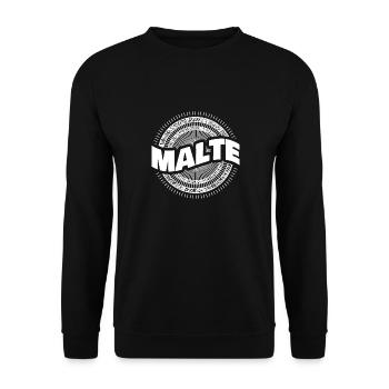 Name Malte - Unisex Pullover - Schwarz - Vorne - Alina (178cm) & Michal (187cm)
