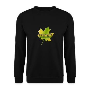 Herbst für Aiden Aiden Ahornblatt - Unisex Pullover - Schwarz - Vorne - Alina (178cm) & Michal (187cm)