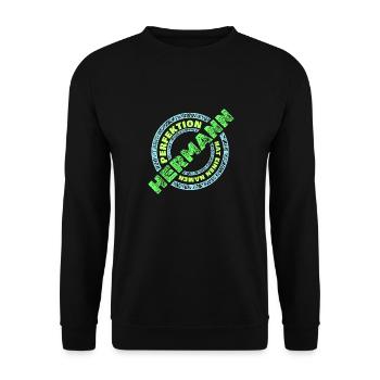 Geschenk für HerMANn - Unisex Pullover - Schwarz - Vorne - Alina (178cm) & Michal (187cm)