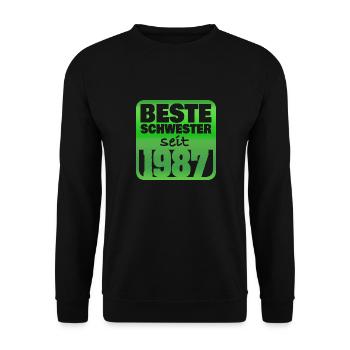 Schwester 1987 - Unisex Pullover - Schwarz - Vorne - Alina (178cm) & Michal (187cm)