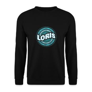 Geschenk für Loris - Unisex Pullover - Schwarz - Vorne - Alina (178cm) & Michal (187cm)